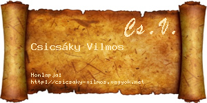 Csicsáky Vilmos névjegykártya