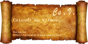 Csicsáky Vilmos névjegykártya